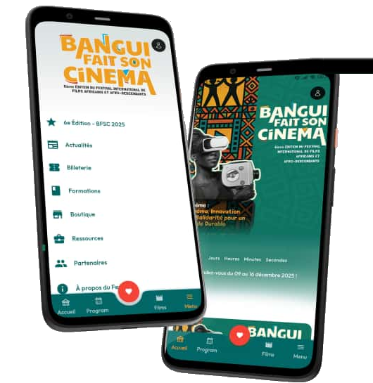 L'application Bangui Fait Son Cinéma sur deux téléphones